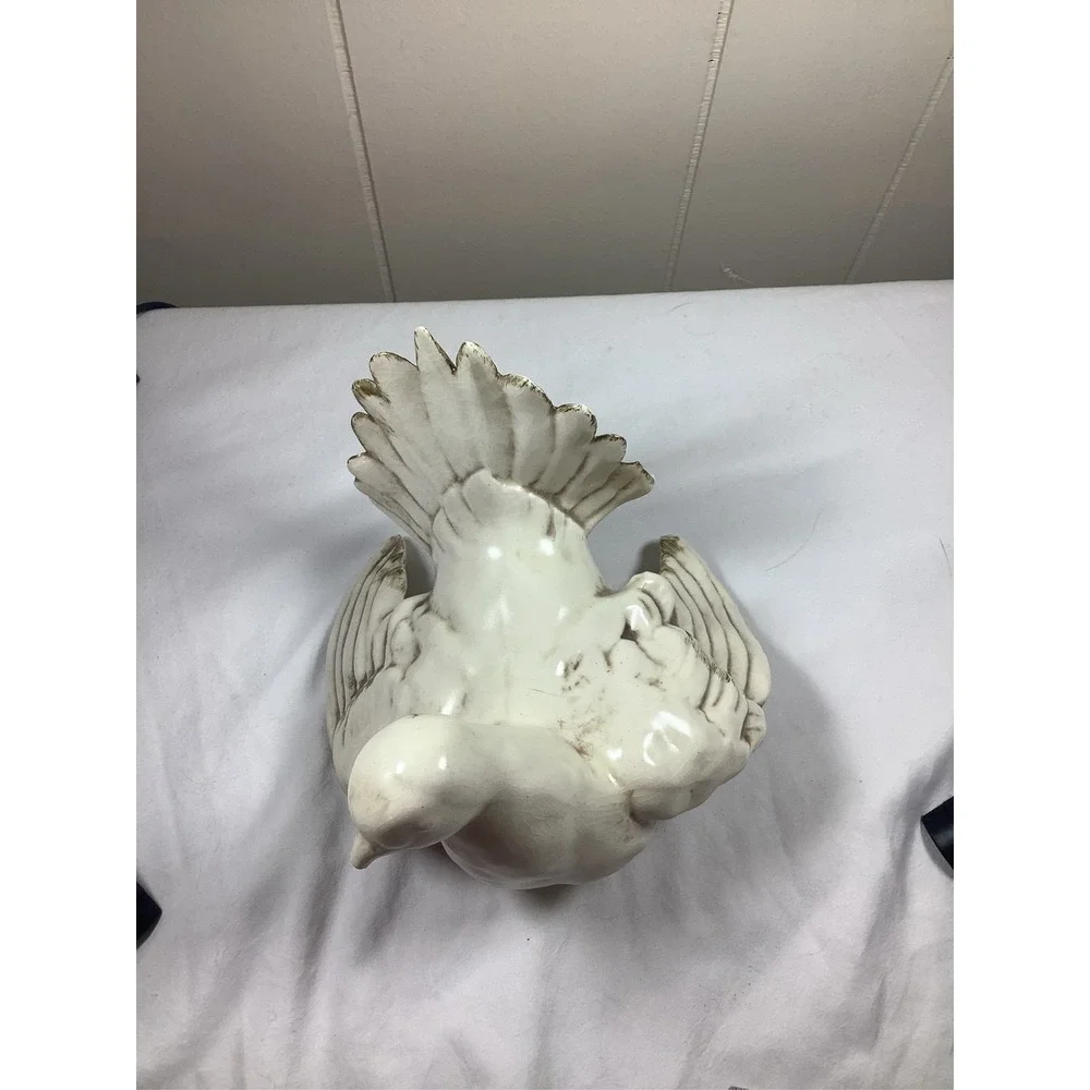 White Ceramic Dove Pigeon Bird Statue MCM 11